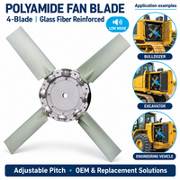Pale de ventilateur en polyamide à 4 lames, renforcée de fibre de verre, à angle réglable, faible bruit, pour bulldozer, excavatrice, véhicule d'ingénierie