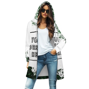 Venta al por mayor de fábrica personalizada gran oferta Sudadera con capucha para <span class=keywords><strong>mujer</strong></span> medio desnudo sudadera impresión bajo demanda señoras medio largo Sudadera con capucha cárdigan - Product Image 2