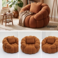 Moderner Bouclé-Einzelsessel Karamellbraun Akzent-Loungesessel Apartment Schlafzimmer Leseecke Möbel