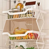 Panier de rangement pour fruits et légumes en acier au carbone avec roues pivotantes, panier pliable, chariot utilitaire de cuisine