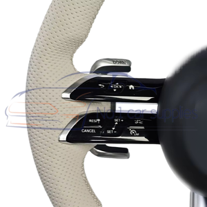 Volant en cuir beige modifié en fibre de carbone pour Mercedes Benz C GLC E S CLS <span class=keywords><strong>AMG</strong></span> ZC-223-T2-GW - Product Image 4
