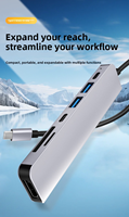 7 in 1 Usb Hub Concentrator 4k 30hz Type C Adapter Splitter Dock Extension untuk Laptop PC