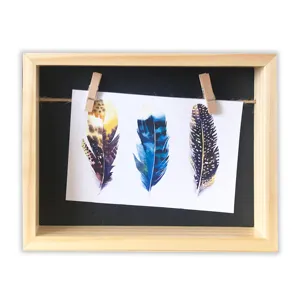 String Clip Photo <strong>Frame</strong> Woodedn Picture Feather Europe Wood Rectangle Clear Lacquer <strong>Shadowbox</strong> Picture <strong>Frame</strong> Deep - Product Image 1