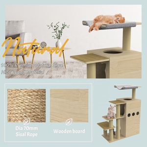 Lussuoso Tiragraffi per <span class=keywords><strong>Gatti</strong></span> Grande in Legno, Albero per <span class=keywords><strong>Gatti</strong></span> da Interno Moderno con Pali Tiragraffi in Sisal - Product Image 2
