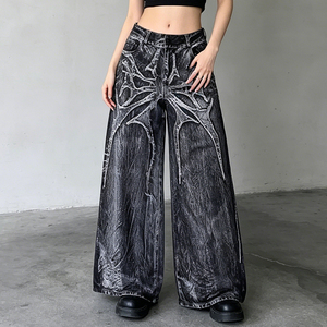 Pantalones Vaqueros Anchos Personalizados OEM ODM, Estilo Urbano, Lavado Vintage, Bordados e Impresos, para Hombre y Mujer - Product Image 1