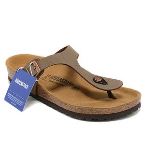 夏季男女透气休闲油蜡平底纯色无装饰软木沙滩鞋中国批发 - Product Image 3