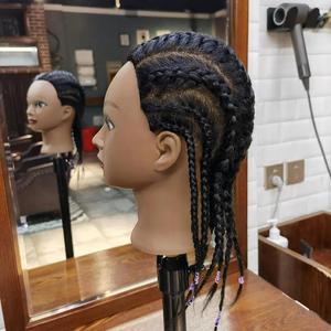 Tête de Mannequin en Cheveux Humains <span class=keywords><strong>Afro</strong></span> Ondulés Non-Remy pour Formation Coiffure et Cosmétologie, Perruques de 14 Pouces pour Femmes Noires - Vente en Gros - Product Image 3