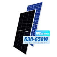 Panneau solaire bifacial monocristallin 630W 640W 650W à double vitrage, module photovoltaïque pour usage agricole et commercial
