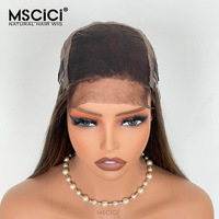 Perruque Lace Front MSCICI 13x4 en Cheveux Humains Bruts, Texture Lisse, Nœuds Blanchis, Densité Personnalisable