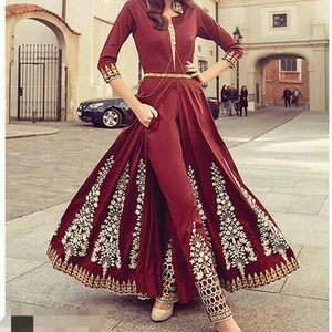 Ropa de fiesta India/paquistaní, bordado, trabajo en elegante, Chaqueta larga con pantalón, vestido para fiesta/boda, 2020 - Product Image 1
