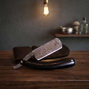 ASAP Professional Straight Face Shaving Razor 60-Layer Damascus Stainless Steel Wood <b>Bikini</b> Under-Arms Shaving for <b>Men</b> - Product Image 2