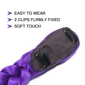Queue de cheval tressée Rumi Purple 66cm 140g avec clip BB, extension de cheveux synthétiques sans colle en fibre Kanekalon pour enfants - Product Image 3