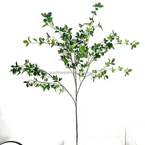 artificial ficus leaves plants tree faux greenery stems plastic silk artificial banyan branch for sale