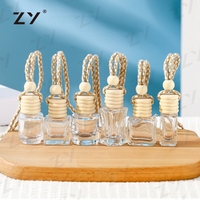 Bouteilles de parfum pour voiture 5ml/7ml/10ml, flacon plat en verre suspendu, désodorisant rechargeable, conteneur de parfum
