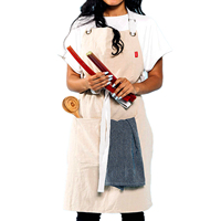 Vente en gros de tablier de chef en lin avec broderie personnalisée de logo tabliers de serveur de cuisine de jardin de barman de restaurant avec poches