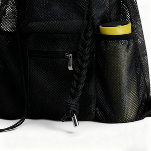 Lưới màu đen dây kéo ba lô, phòng tập thể dục thoáng khí túi với chai nước túi cho Thể Thao & Du Lịch - Product Image 6