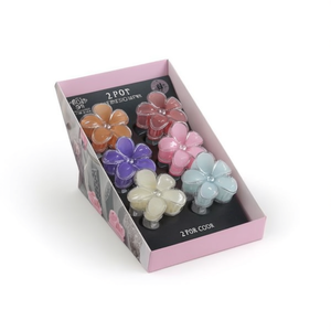 Fermaglio per capelli a forma di fiore a cinque petali con tassello argentato 8MC, 2 pezzi per colore, scatola da 600 pezzi - Product Image 1