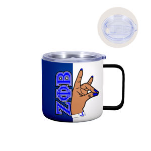 Tazza da Caffè Isolata in Acciaio Inox ZPB Gift Zeta Phi Beta 1920, 14oz con Manico, Lettere Greche della Confraternita, Tumbler Personalizzato - Product Image 1