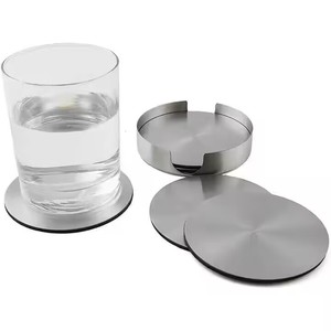 Dessous de verre carré rond en métal or argent moderne en acier inoxydable pour la décoration de la maison Dessous de verre de forme géométrique pour bateau de rivière - Product Image 4