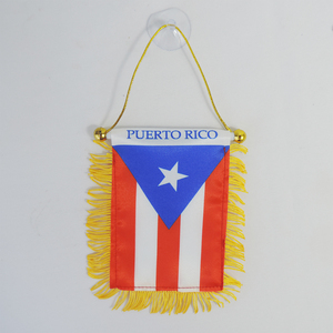 Bandera colgante de material satinado para ventana de <span class=keywords><strong>Puerto</strong></span> Rico, Mini bandera, decoración para espejo retrovisor de coche - Product Image 2