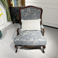 Fauteuil en tissu rétro de style américain, meubles de maison, structure en bois massif, canapé individuel de détente pour salons et chambres