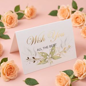 Cartões de Saudação em Papel Revestido com Impressão em Tela e Estampagem Dourada - Cartões Dobráveis de Agradecimento e Melhores Desejos - Product Image 6