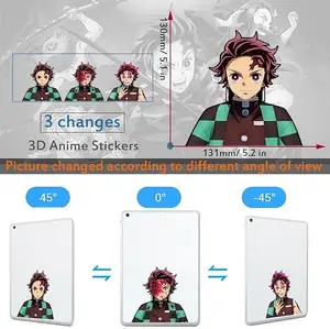 Best selling Anime Demon Slayer Tanjirou Wall Motion Sticker Waterproof Decals 3D Flip Lenticular Stickers for Car laptop Deco