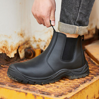 ZG JM008 populaire noir classique chelsea bottes de sécurité hommes acier orteil en cuir véritable Simple pas de dentelle bottes de sécurité jean chaussures de travail