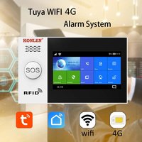 Tuya Système d'alarme intelligent Sécurité à domicile WIFI 4G GSM Écran tactile Hub Kit sans fil avec caméra Sirène solaire Capteur de mouvement de porte