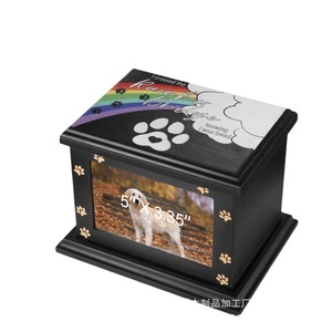 Wooden Pet Urn With Photo Frame 5 X 3.35 Inch Rectangle For Dogs And Cats <b>Memorial</b> Cremation <b>Box</b> - Product Image 1