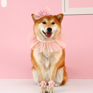 Ensemble de fête d'anniversaire pour animaux de compagnie : Bavoir à paillettes, Couronne, Nœud papillon de princesse, Bandeau et Fleur pour pattes - Product Image 6