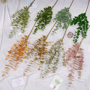 Rama de Hojas Artificiales de Árbol del Dinero de 5 Pétalos, Verde, de 30cm-100cm, Plástico, Decoración para Bodas, Arreglos Florales - Product Image 1
