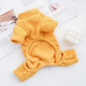 Ribbed Flannel Dog Coat Thickened Warm Four-Legged Clothing <b>For</b> Teddy Corgi <b>Cats</b> Winter Pet <b>Clothes</b> - Product Image 3