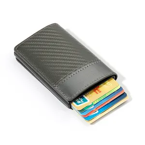 TAOMICMIC erkek belgesi PU deri çoklu kart anti-hırsızlık fırça üç kat kart kutusu kısa kart çantası
