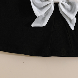 ชุดเซ็ตสองชิ้นผ้าแคนวาสระบายอากาศสำหรับเด็กผู้หญิงช่วงฤดูใบไม้ร่วง พร้อมเสื้อแขนกุดประดับโบว์ลูกไม้และกระโปรงทรงสวยสง่า - ชุดแฟชั่นสำหรับใส่ในชีวิตประจำวัน - Product Image 6