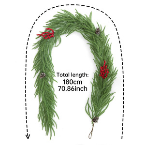 Guirlande de Noël artificielle en pin de Norfolk Yan Ju, 180 cm, décoration murale pour la maison et les fêtes - Product Image 1