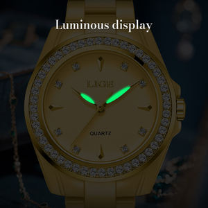 Reloj de cerámica dorado LIGE LG89276 para mujer, reloj de pulsera, <span class=keywords><strong>relojes</strong></span> de moda, diamantes de imitación de lujo, resistente al agua, reloj de pulsera elegante - Product Image 5