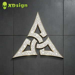 Enseigne LED personnalisée en acier inoxydable, effet <span class=keywords><strong>diamant</strong></span> irisé, signalétique extérieure illuminée, certifiée CE - Product Image 5