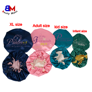 شعار مخصص عكسها الكشكشة الأم والطفل الشعر بونت النوم قبعة النساء الساتان الحرير بونيه أون الساتان - Product Image 4