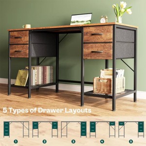 Escritorio de ordenador moderno con <span class=keywords><strong>4</strong></span> cajones y estante de malla Almacenamiento grande para el hogar Oficina Estudio Dormitorio Trabajo desde casa - Product Image 4