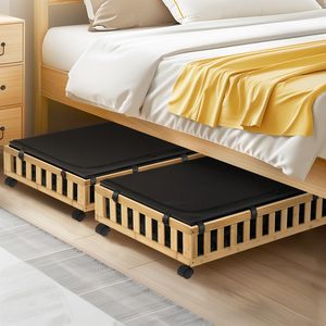 Paquete <span class=keywords><strong>de</strong></span> 2 cestas <span class=keywords><strong>de</strong></span> bambú para almacenamiento debajo <span class=keywords><strong>de</strong></span> la cama con ruedas, contenedores <span class=keywords><strong>de</strong></span> almacenamiento para cama <span class=keywords><strong>de</strong></span> 39x20x7,8 pulgadas más grandes - Product Image 5