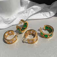 Bijoux élégants tendance européens et américains, boucles d'oreilles en forme de cœur plaquées or, accessoires pour femmes