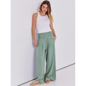 Pantalon Palazzo en Lin pour Femme FOXA, Taille Haute, Jambes Larges, Style Bohème, Décontracté, Idéal pour la Plage, les Voyages et les Vacances d'Été - Product Image 3