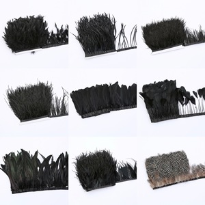 Bordure en plumes d'autruche noires blanchies à motifs - Accessoires vestimentaires et ceinture décorative <span class=keywords><strong>pour</strong></span> oreiller - Product Image 1