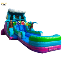 Glissière d'eau gonflable commerciale pour la piscine de glissière d'eau d'enfant grand videur bon marché de maison de rebond adulte grand château plein d'entrain de saut