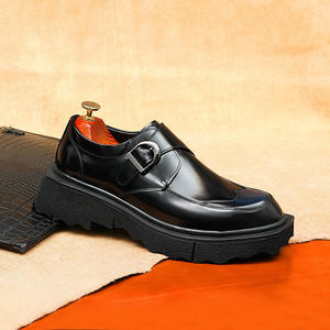 รองเท้าบูทเชลซีแบบสวม สไตล์อังกฤษสำหรับผู้ชาย หนังแท้ หัวมน พื้นหนาปานกลาง  สำหรับฤดูใบไม้ร่วงและฤดูหนาว - Product Image 1