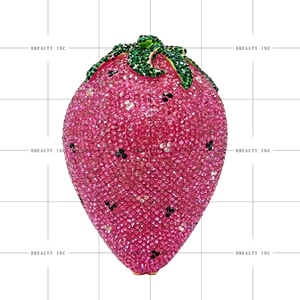 Bolso de mano de cristal con diamantes de imitación de fresa para mujer, deslumbrante bolso de noche con cadena desmontable para citas y Navidad - Product Image 5