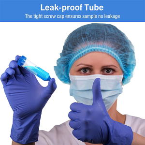 צינורות צנטריפוגה חרוטיים 15 מ\\\"ל מפלסטיק רפואי, בעלי מכסה הברגה, תחתית קמורה, סטריליים, כחולים-כתומים, עם מכסה הברגה, לתרביות תאים - Product Image 5