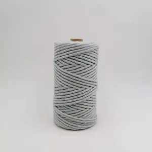 Веревка из органического хлопка, Лидер продаж на Amazon, оптовая продажа, 3 мм, веревка из органического серого хлопка для макраме, веревка из хлопка для корзины ручной работы