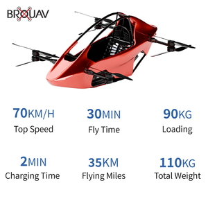 BROUAV ยานยนต์ไฟฟ้าอัลตร้าไลท์ EVTOL สีแดง แบบที่นั่งเดี่ยว สำหรับการขนส่งทางอากาศในเมือง - Product Image 2